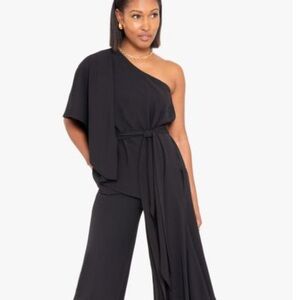 Elegant Black One-Shoulder Jumpsuit Black Halo